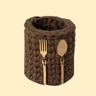 سبد قلاب بافی تریکو مدل قاشق و چنگال کد 4