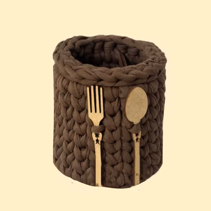 سبد قلاب بافی تریکو مدل قاشق و چنگال کد 4