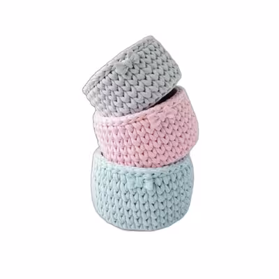 سبد قلاب بافی تریکو مدل سه رنگ کد 20 مجموعه 3 عددی