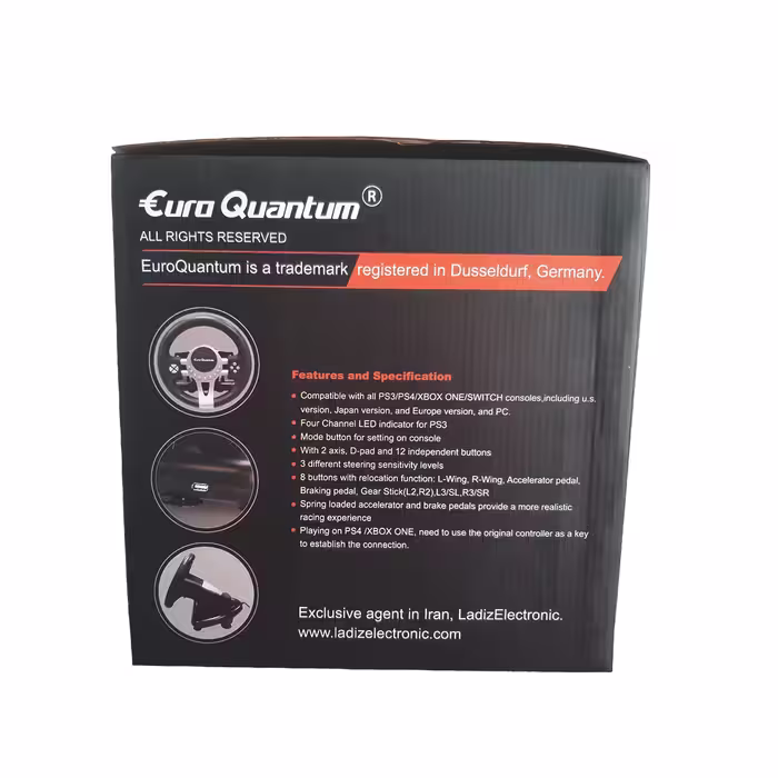 فرمان بازی یورو کوانتم مدل E Q RACING WHEEL مناسب برای PS4 XBOXONES PC PS3 SWITCH