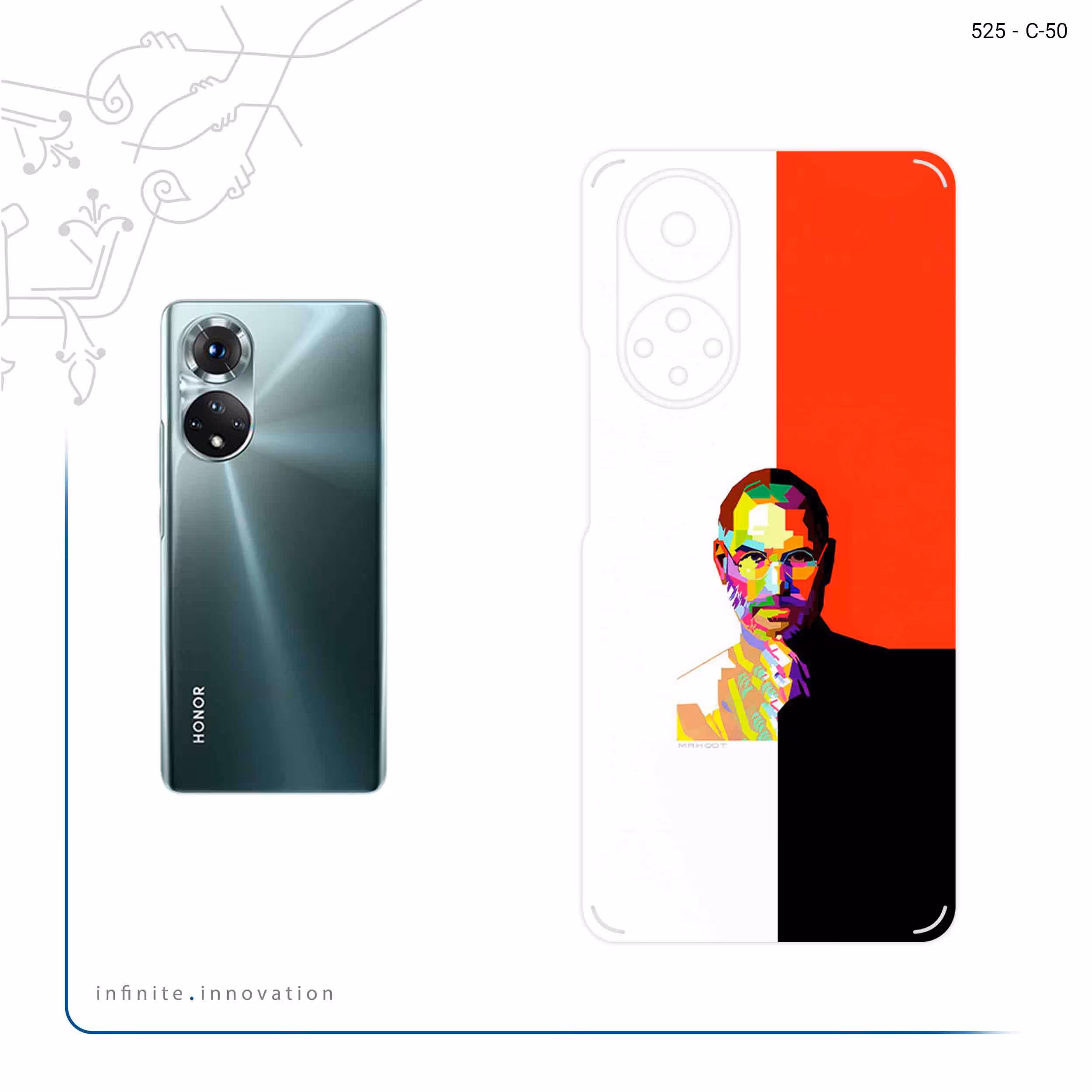 برچسب پوششی ماهوت مدل 1 Collage of Steve Jobs مناسب برای گوشی موبایل آنر 50