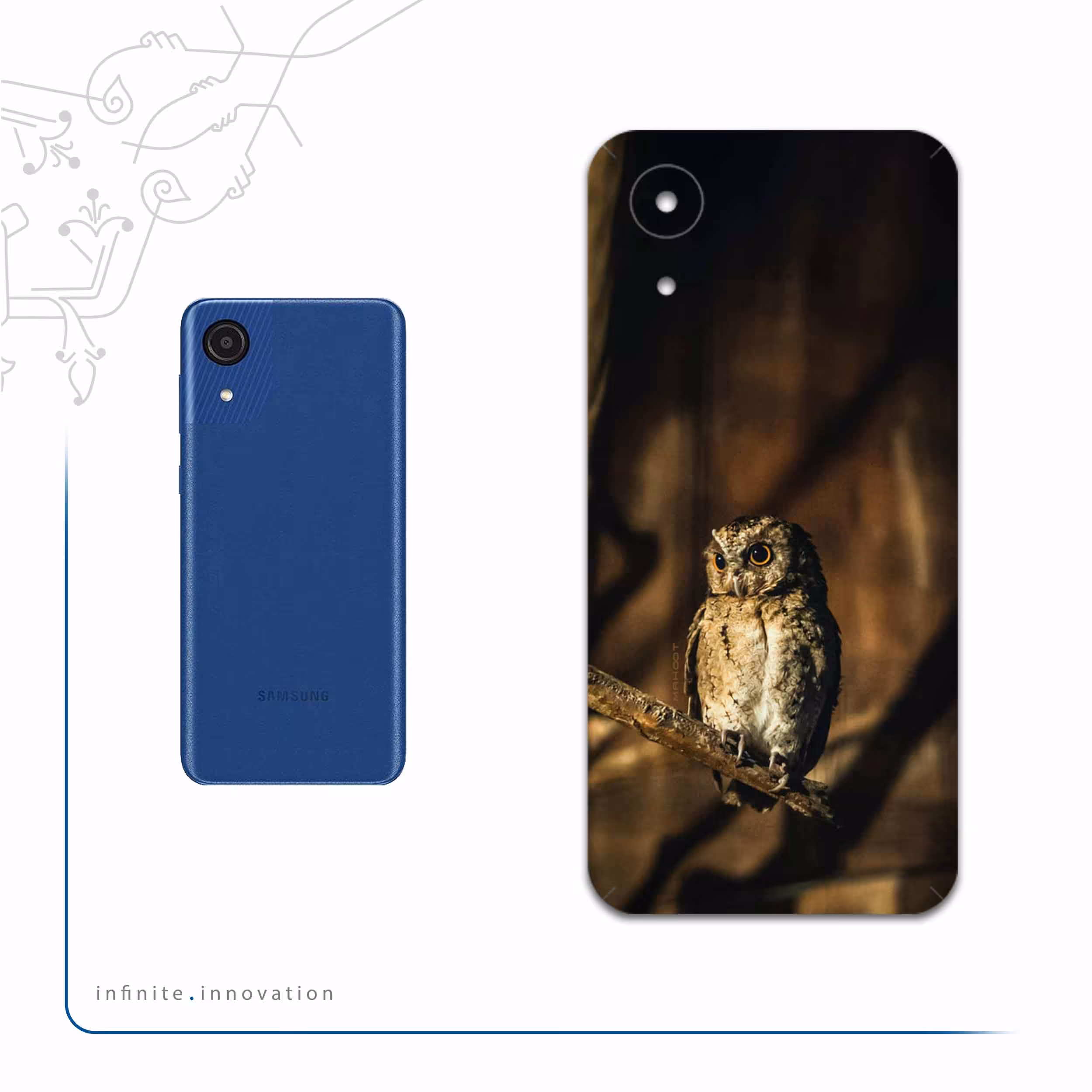 برچسب پوششی ماهوت مدل Owl مناسب برای گوشی موبایل سامسونگ Galaxy A03 Core