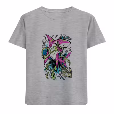 تی شرت آستین کوتاه بچگانه مدل کوسه ولنگر D388