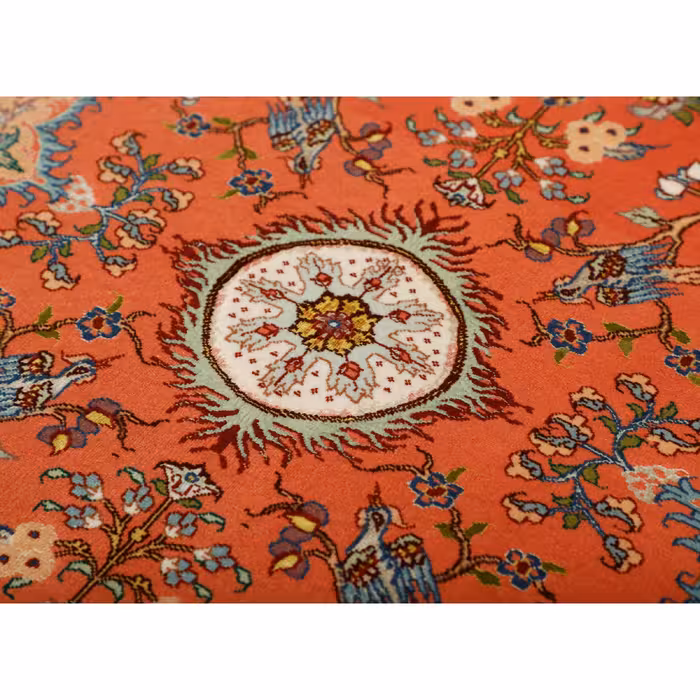 فرش دستبافت یک متری مدل گل ابریشم تبریز کد a537791