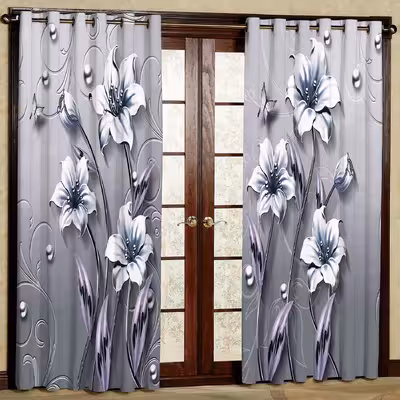 پرده مدل گل هازان پانچی کد 4405 سایز 140x200 سانتی متر