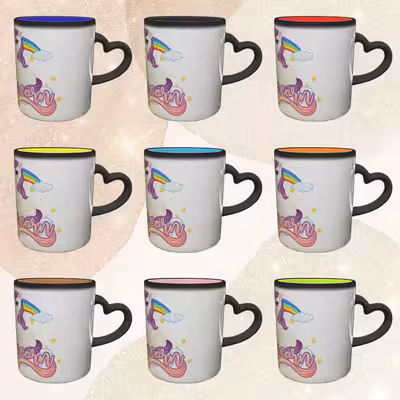 ماگ حرارتی مدل دسته قلبی طرح یونیکورن کد 94