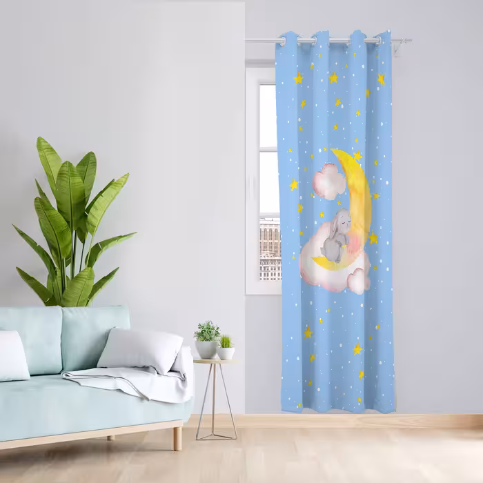 پرده مدل ماه و ستاره مخمل پانچی کد 4092 سایز 140x280 سانتی متر