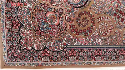 فرش ماشینی زمرد مشهد مدل 210067 زمینه گردویی