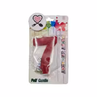 شمع مخملی عدد 7 قرمز طرح گل پاف کندل (puff candle)