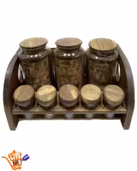 سرویس ادویه پاسماوری 9 پارچه چوبی 2طبقه 99358Lona wood (شهرستان(تیپاکس)و پیک(تهران))