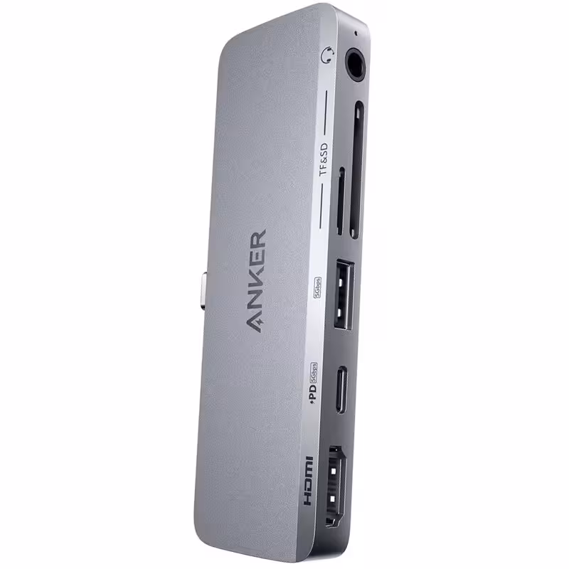 هاب 6 پورت انکر Type-C به USB3.0/HDMI/SD/Micro SD/Type-C/AUX مدل A8363