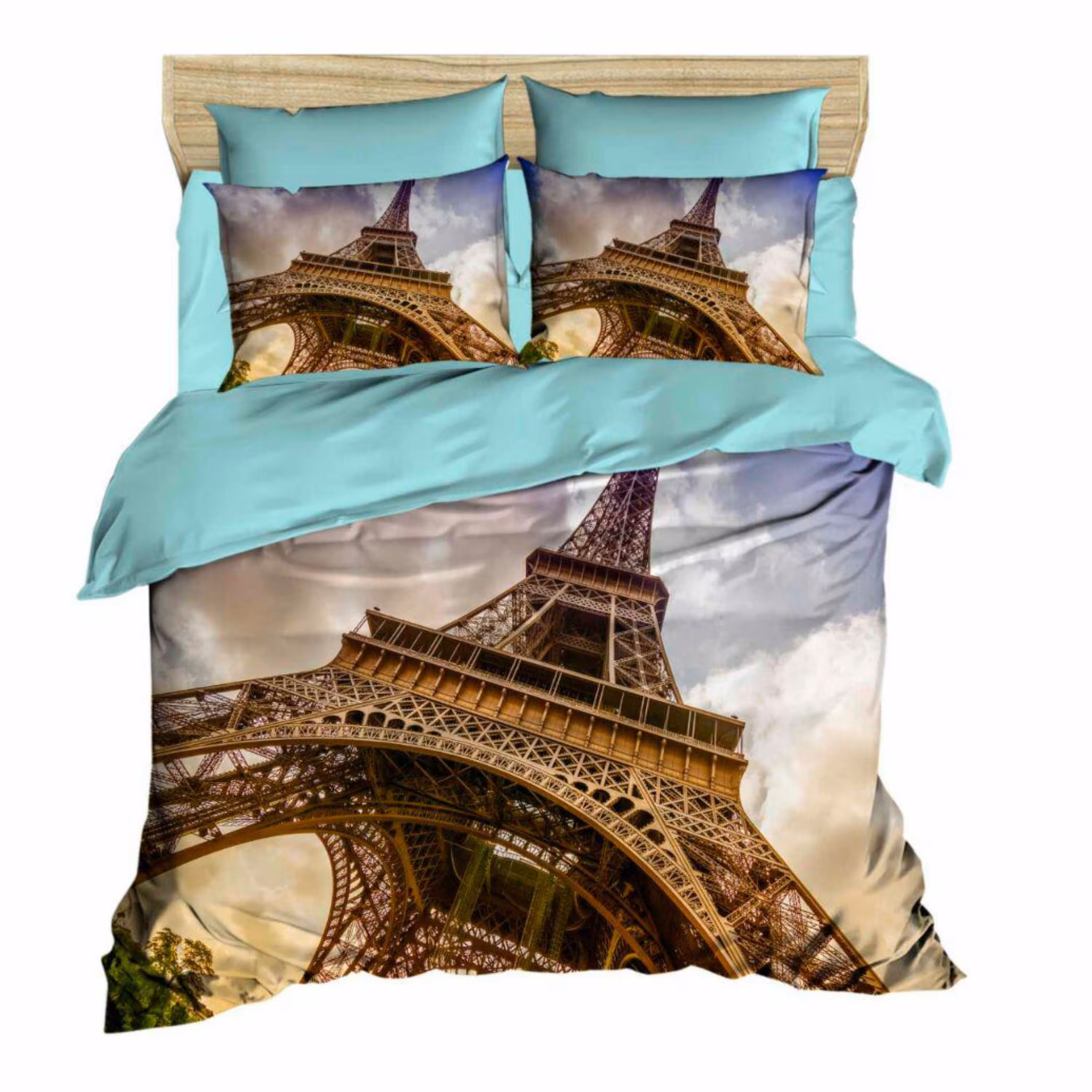 سرویس کاور لحاف ژوان ژوزه سری ساتن نخ طرح ایفل دو نفره 6 تکه - کد 42015009024