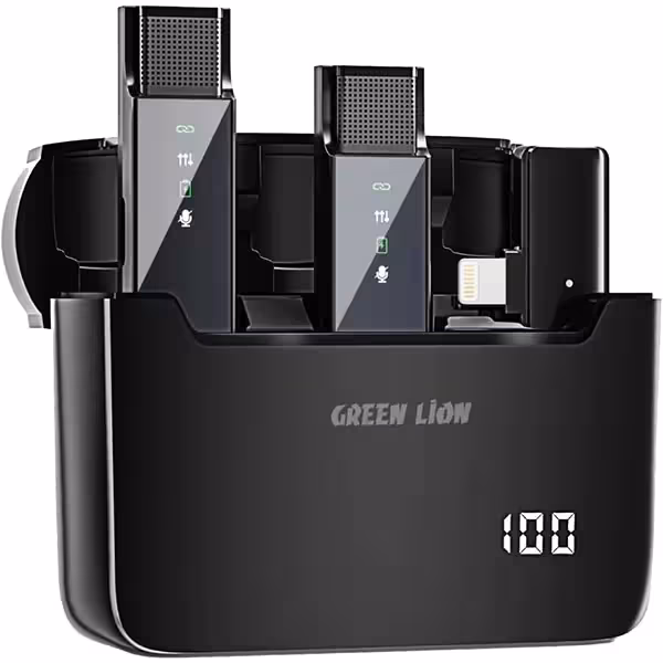 یکروفن بی سیم گرین لاین مدل Green Lion 2 in 1 Digital Display Microphone ( Lightning Connector)