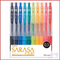 روان نویس ژله ای ریز نویس ساراسا زبرا 10 رنگ Sarasa Zebra 0.5mm pen pack of 10