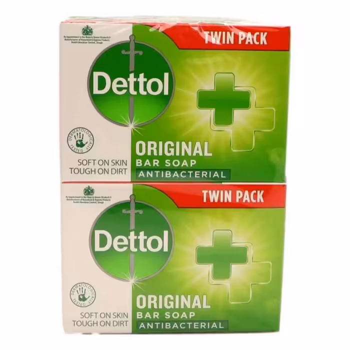 صابون جامد ضد باکتری Dettol بسته دو عددی (هر عدد 100 گرم)