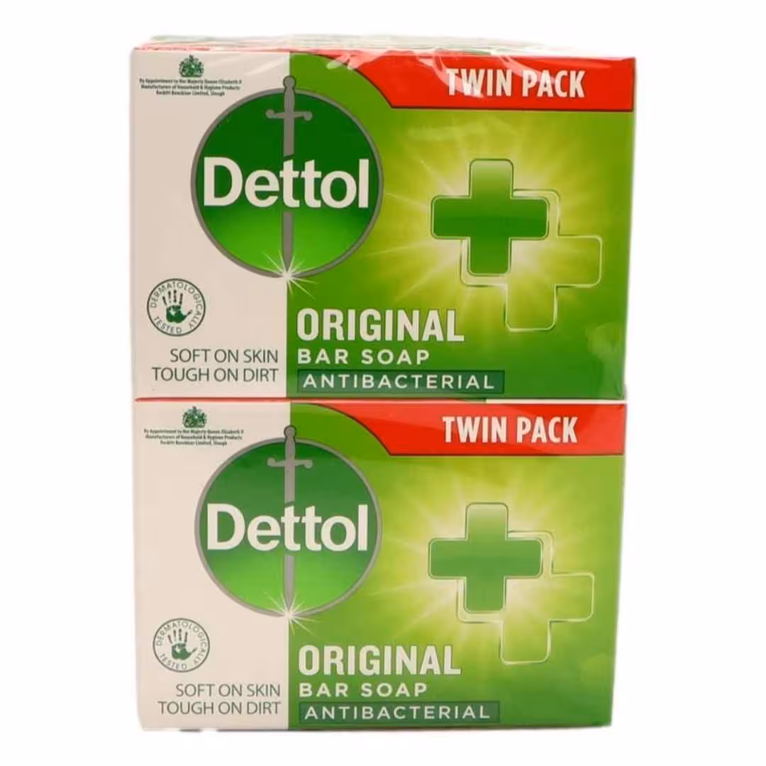 صابون جامد ضد باکتری Dettol بسته دو عددی (هر عدد 100 گرم)