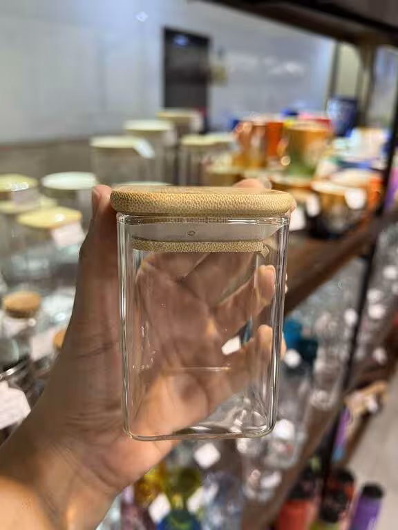 بانکه استوانه ای پیرکس درب بامبو RT4