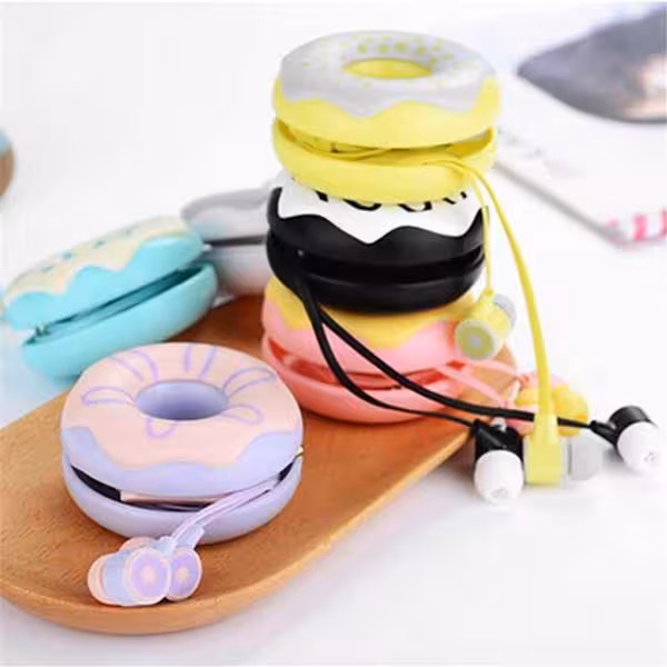 هندزفری فانتزی طرح دونات همراه کیف Donut Handsfree with a bag