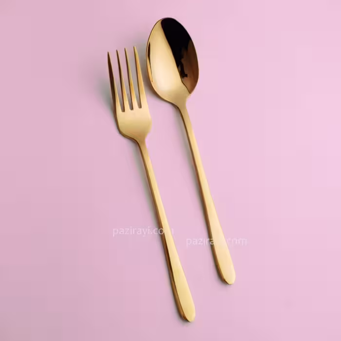 قاشق و چنگال غذا 12 پارچه یونیک مدل دونا طلایی