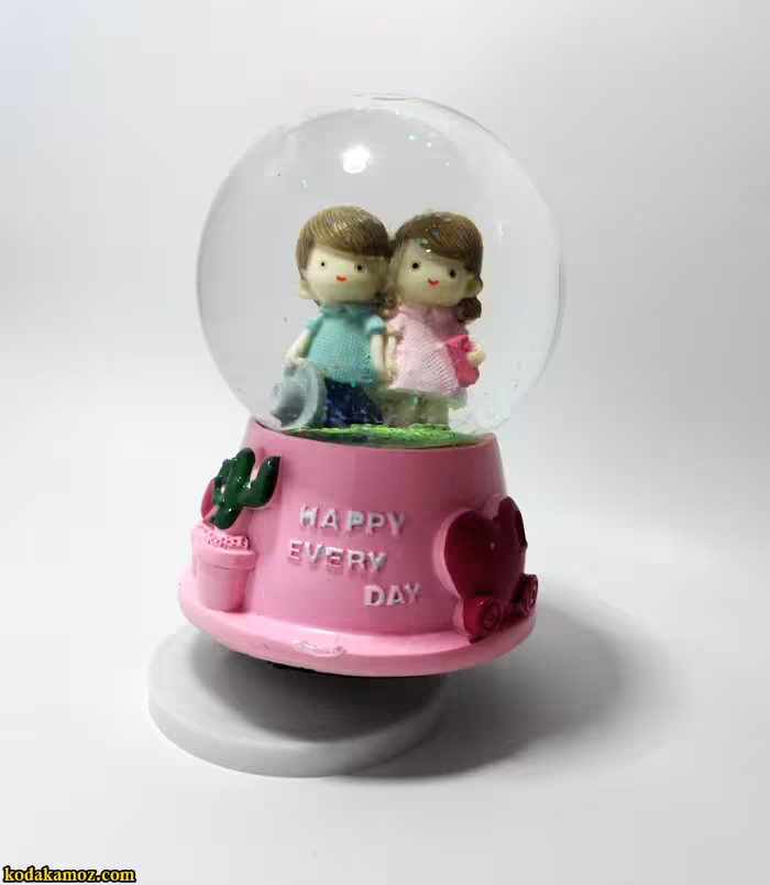 گوی موزیکال برفی (گوی موزیکال دختروپسر Happy Every Day) سایز متوسط