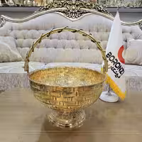 کاسه برنجي هندي دست ساز سبدي