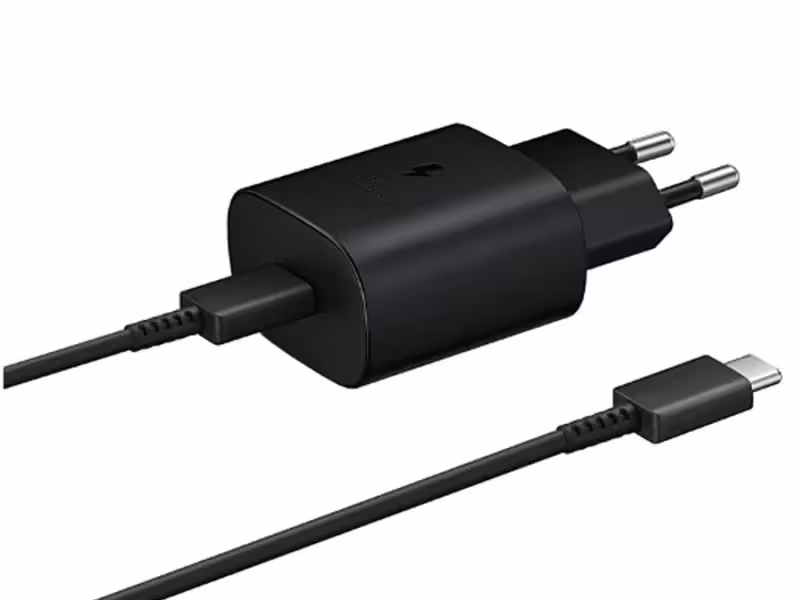 شارژر اصلی سوپرفست 25 وات سامسونگ دو پین با کابل تایپ سی Samsung Travel Adapter Charging EP-TA800 25W