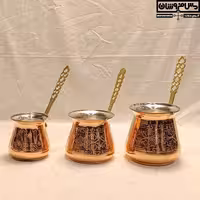 قهوه جوش شکمی طرحدار دسته برنجی اوله