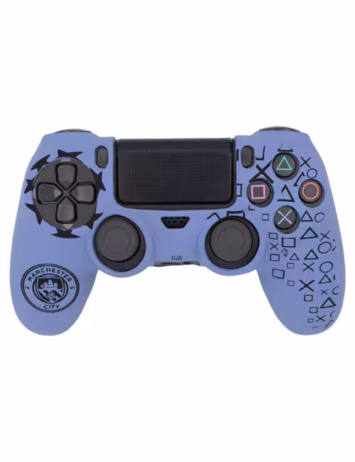 روکش محافظ دسته PS4 لیزری آبی مشکی طرح منچستر سیتی