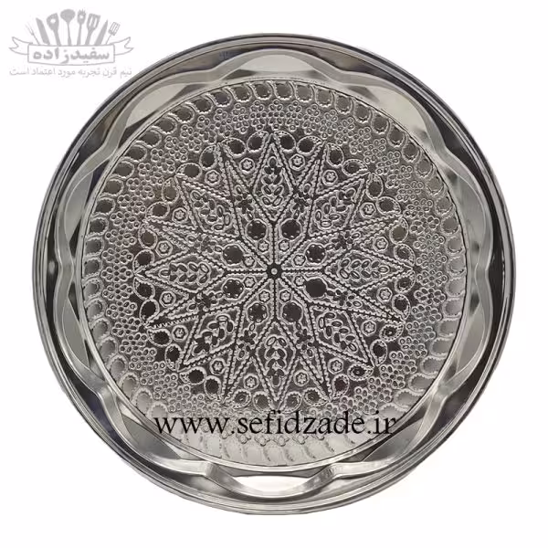 سینی استیل عینکی طرح لوزی سایز 31 سانتی