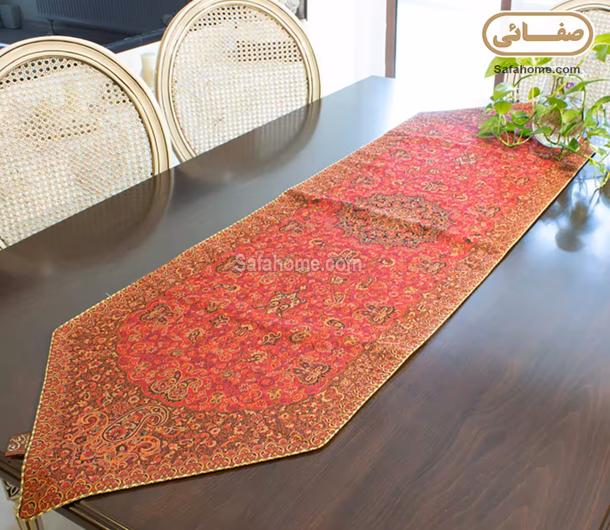 رومیزی رانر ترمه هاشمی کد 24 قرمز مات