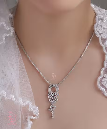 💍نیم ست (آویز و گوشواره) جواهری لاکچری خاص و زیبا ، نقره عیار 925(N_4036)