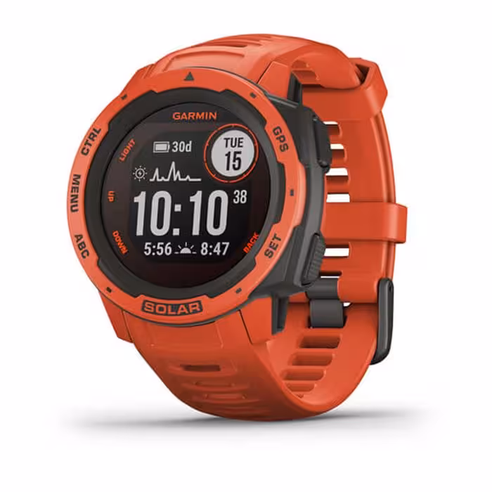 ساعت هوشمند گارمین مدل Instinct Solar Flame Red با بند سیلیکونی
