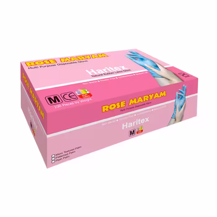 دستکش چند منظوره حری تکس سایز متوسط رز مریم 100 عددی