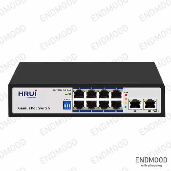 سوییچ PoE شبکه HRUI مدل HR100-AF-8L2GN