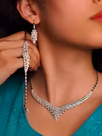 سرویس مجلل نقره جواهری زنانه کد 60510