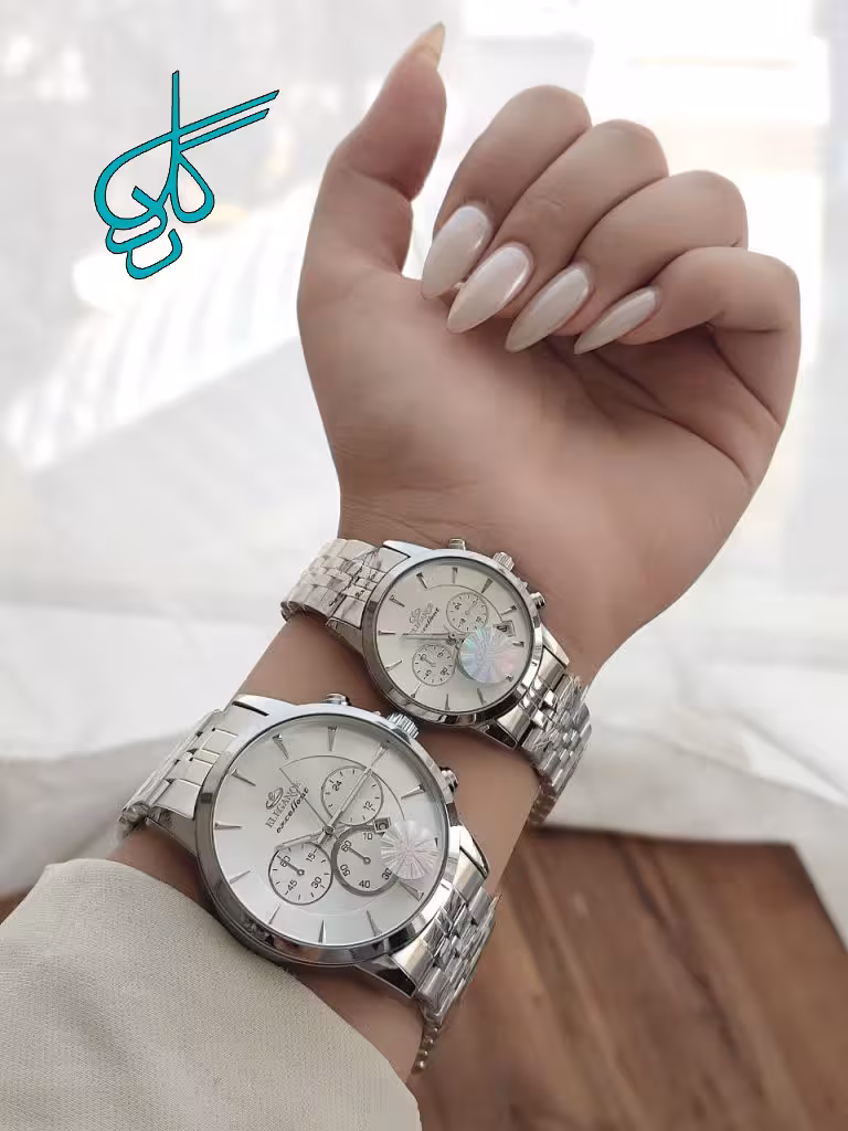خرید ست ساعت زنانه و مردانه الگانس موتور ژاپن رنگ ثابت طرح کرنو دو قفله مخفی کد 2117235 - ردگل