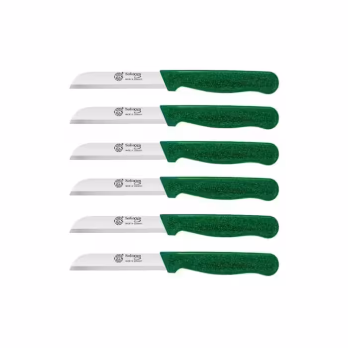 ست چاقوی میوه 6 عددی سولینگن سبز روشن با طراحی الماسه – چاقوی میوه بری با تیغه فولاد ضدزنگ آلمانی و دسته الماسه شده برای برش حرفه‌ای میوه‌جات