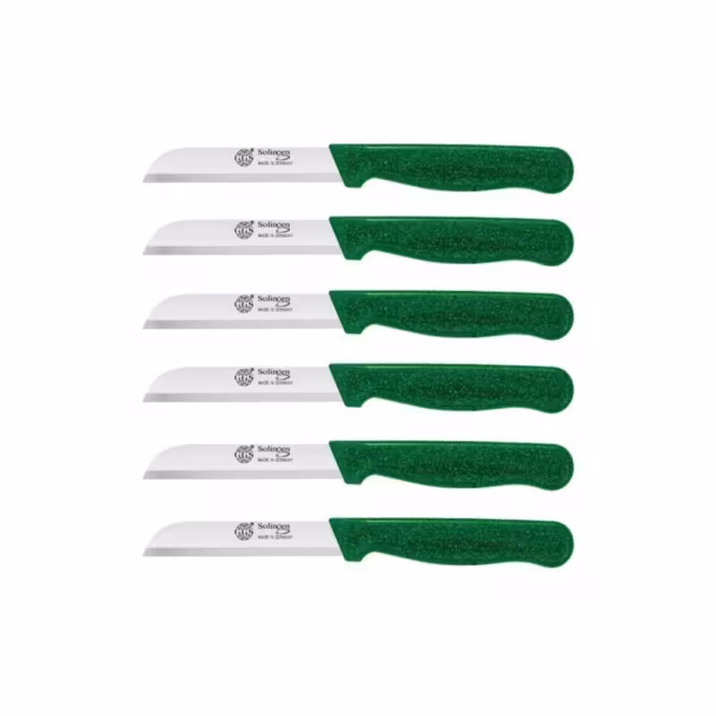 ست چاقوی میوه 6 عددی سولینگن سبز روشن با طراحی الماسه – چاقوی میوه بری با تیغه فولاد ضدزنگ آلمانی و دسته الماسه شده برای برش حرفه‌ای میوه‌جات