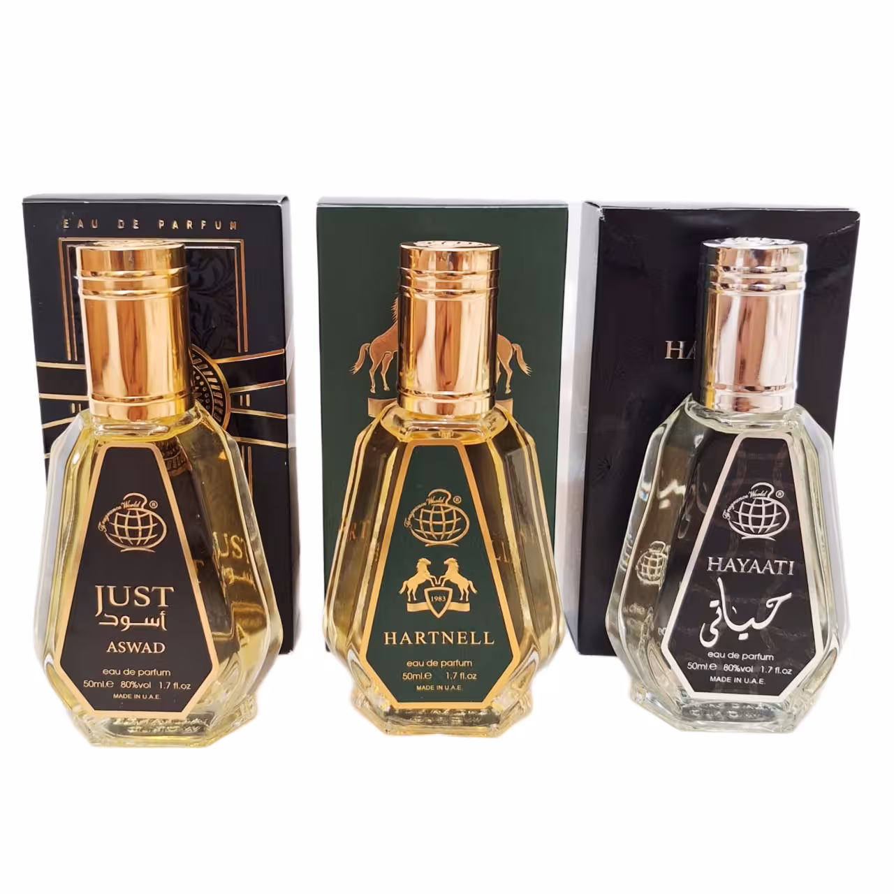 پک اقتصادی سه عددی عطر های مردانه فرگرانس ورد مدل مارلی هالتان, اسد, حیاتی مشکی حجم 50میل