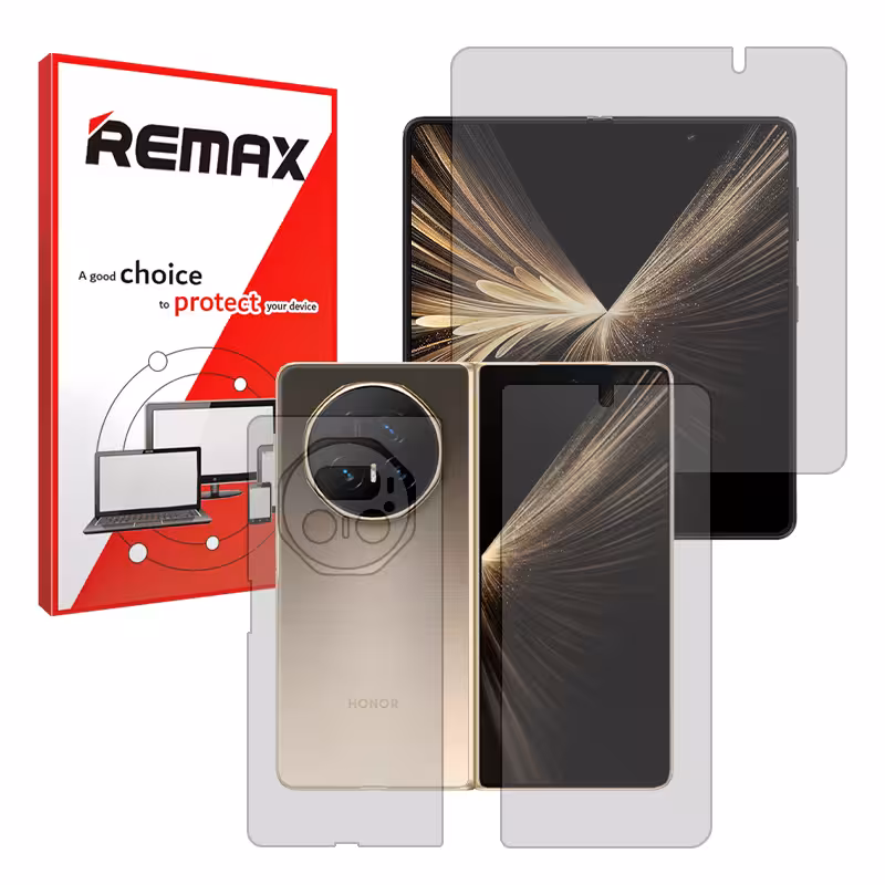 گلس صفحه نمایش و پشت گوشی آنر Magic V5 5G مدل شفاف برند ریمکس کد LSS