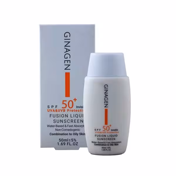 ضد آفتاب بی رنگ spf 50 پوست چرب و مختلط ژیناژن مدل Fusion LIQUID