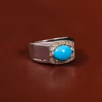 انگشتر فیروزه عجمی مردانه کد 30903 - جواهری مشاهیر