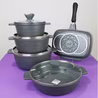 سرویس قابلمه گرانیتی12 پارچه  پیلو نقره ای ارسال رایگان