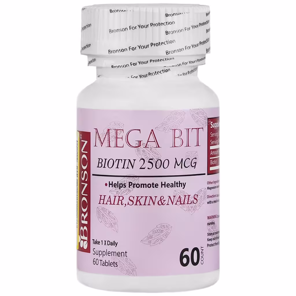 کپسول بیوتین مگابیت 2500 میکروگرم برونسون | Bronson Mega Bit Biotin 2500 Mcg