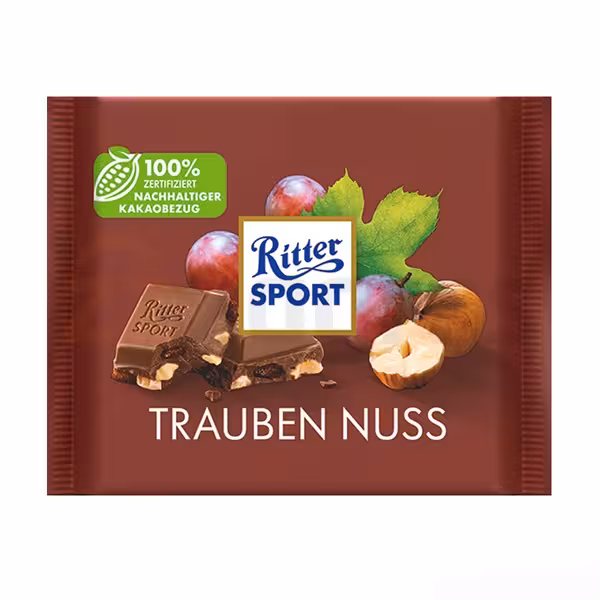 شکلات ریتر اسپرت انگور و فندق 100 گرمی | RITTER SPORT TRAUBEN NUSS 100gr