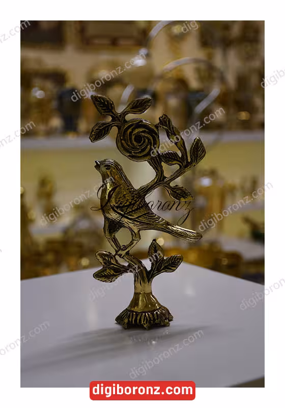 استند و مجسمه برنجی برنزی گل و بلبل