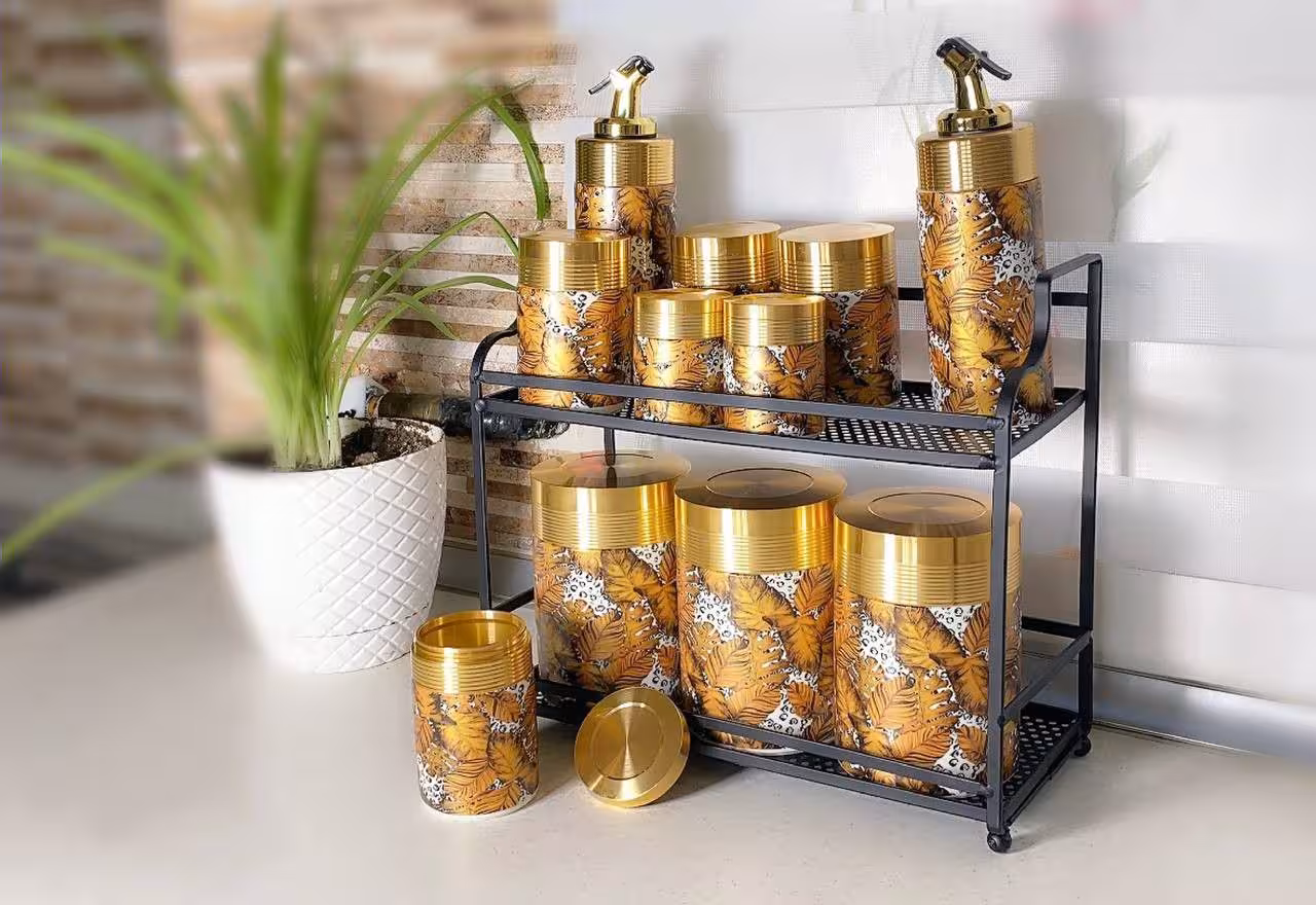 پا سماوری 12 پارچه به همراه استند دو طبقه کد 13