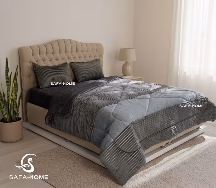 روتختی دونفره مخمل طرح پتینه استریپس