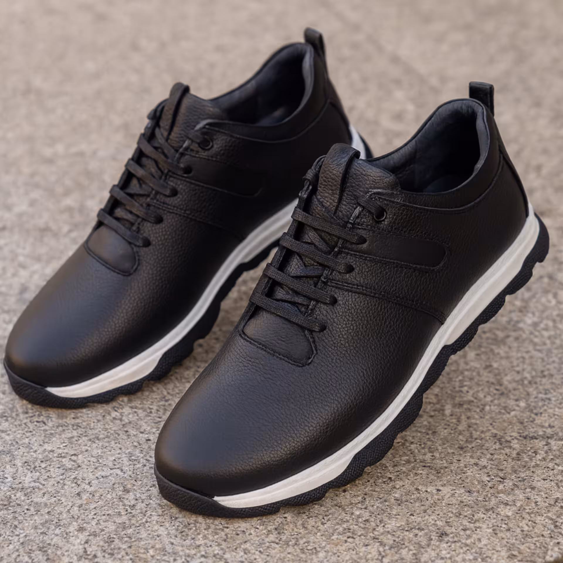 کفش چرم مردانه اسپرت کد SP004BK رنگی مشکی