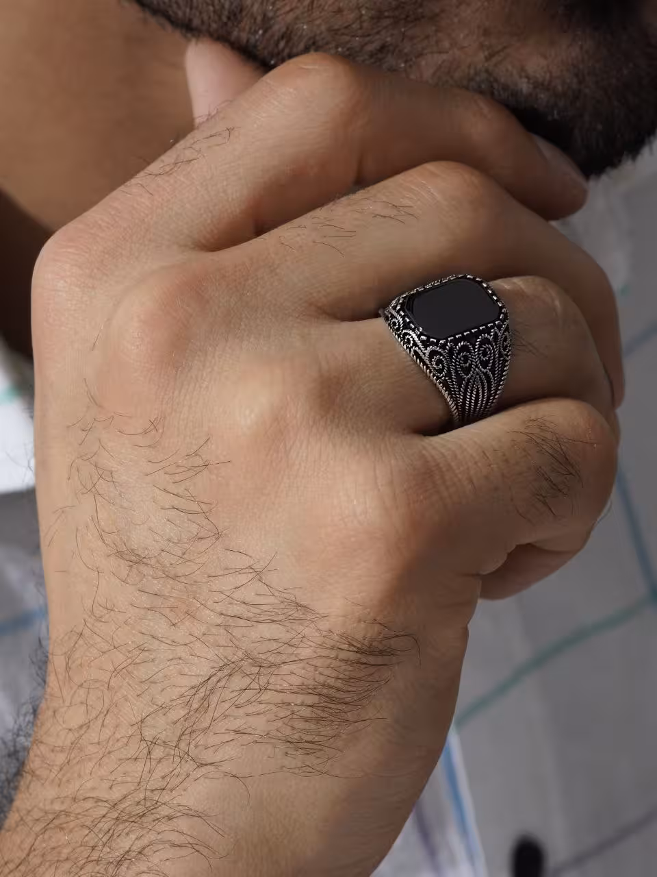 انگشتر نقره مردانه ترک کد 10768